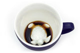Ceramic dark blue coffee cup with 3D turtle design. thumbnail