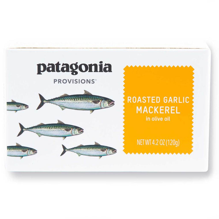 Front of Pantagonia garlic mackerel box